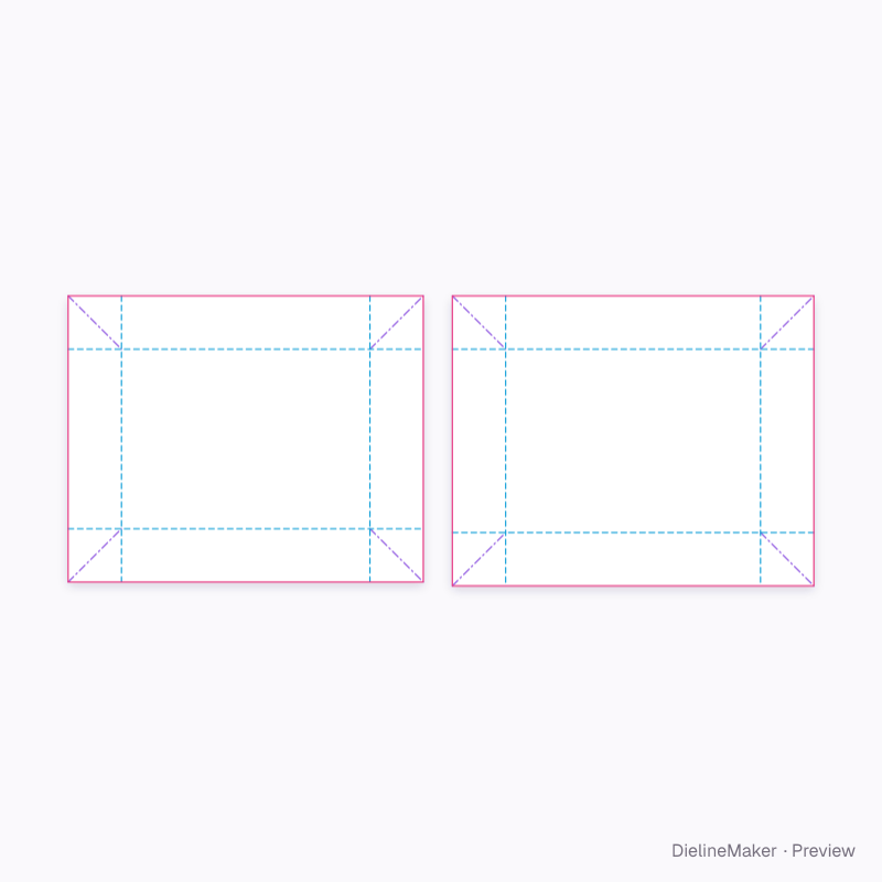 Photo print box 5 × 7 in flat dieline