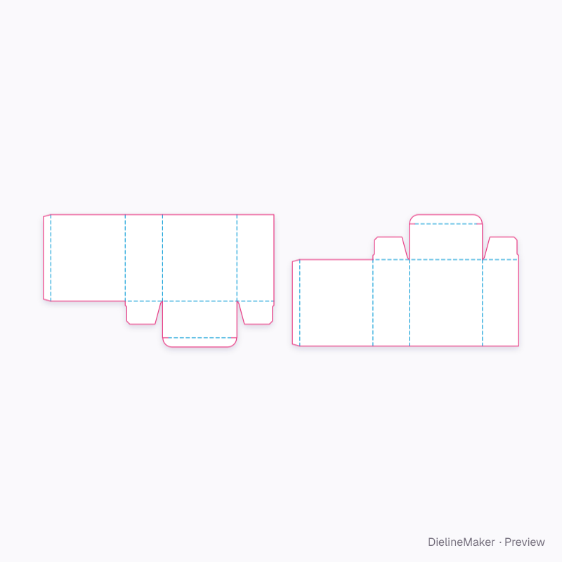 Telescopic tube carton flat dieline