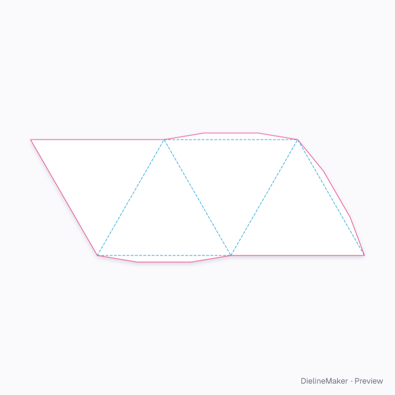 Tetrahedron paper net flat dieline