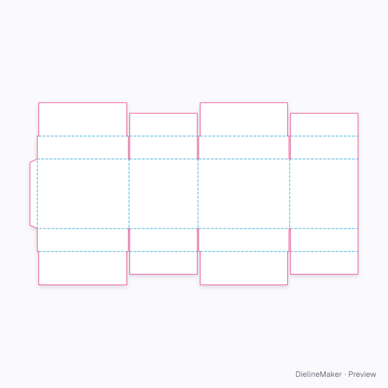 Three-cell box with flap partitions flat dieline