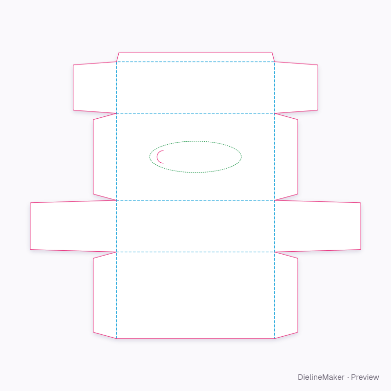 Desk tissue carton — Tissue box flat dieline