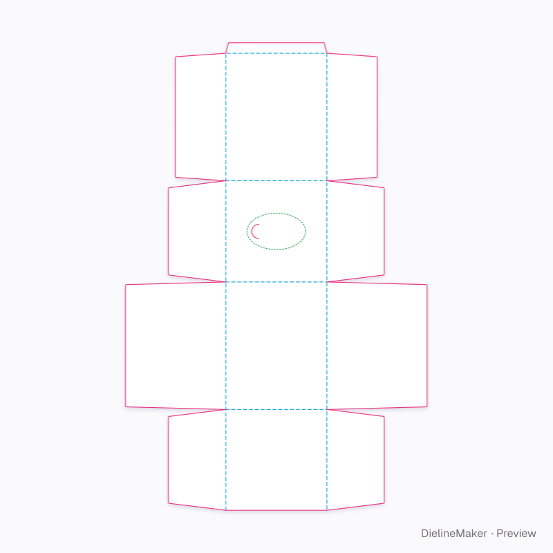 Tall cube tissue carton — Tissue box flat dieline
