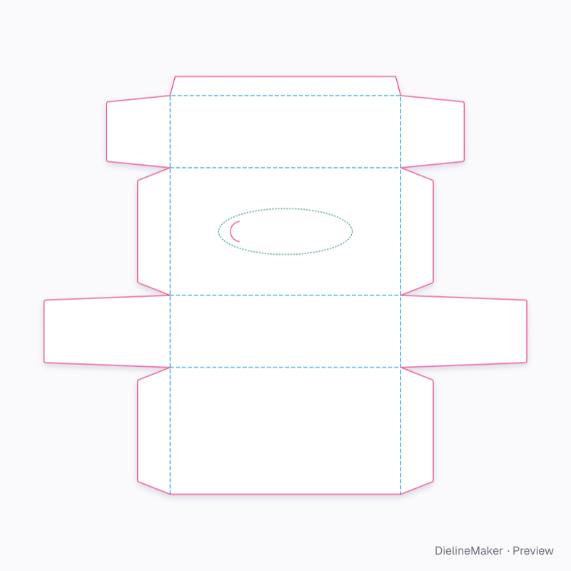 Travel tissue carton — Tissue box flat dieline