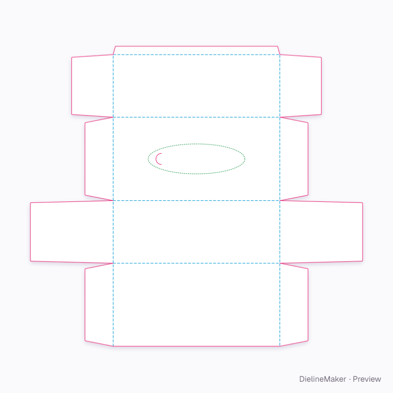 Flat tissue box flat dieline