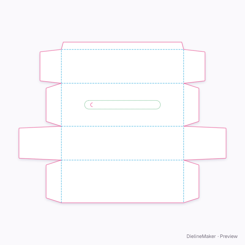 Slim car tissue box flat dieline