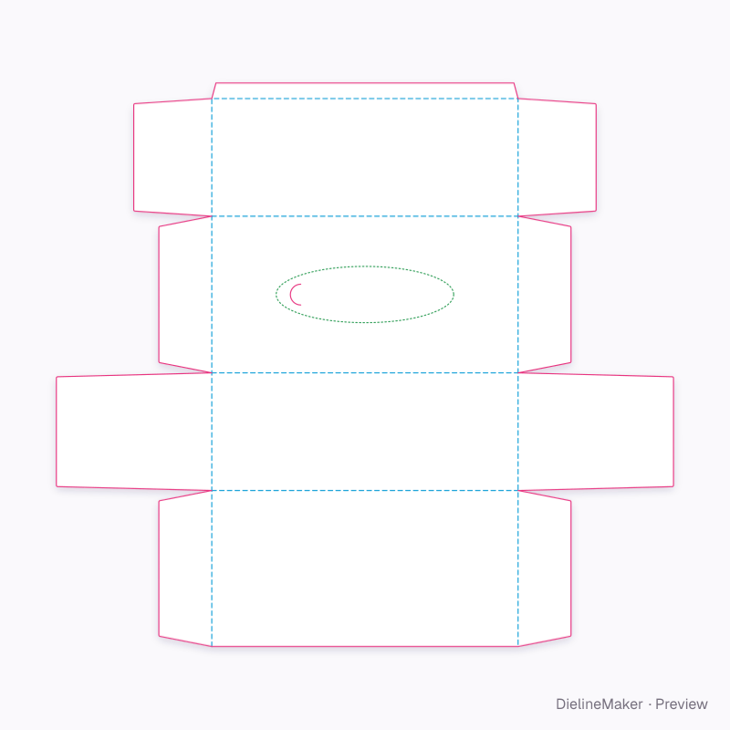 Tissue box flat dieline