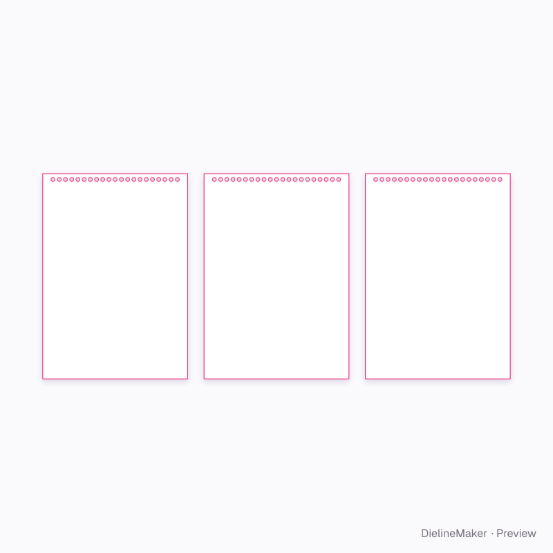 A5 top-bound spiral notepad flat dieline