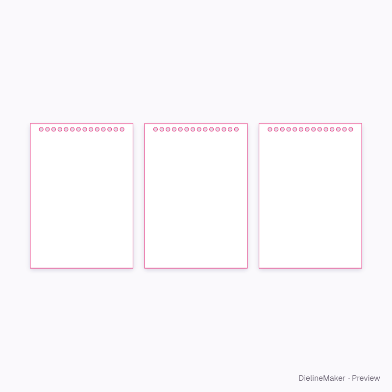 A6 top-bound spiral notepad flat dieline