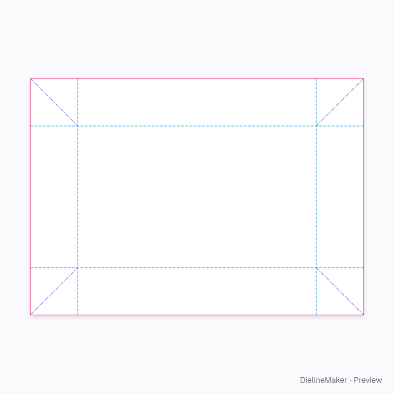 Tray with glued corners flat dieline