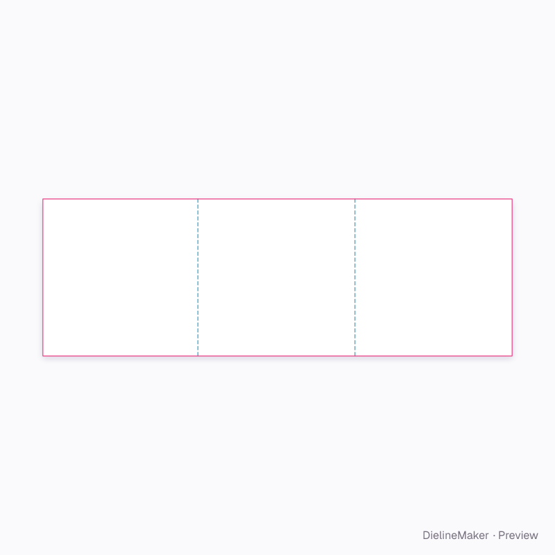 148 mm square tri-fold leaflet flat dieline