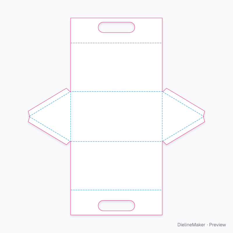 Handled triangular carry carton flat dieline