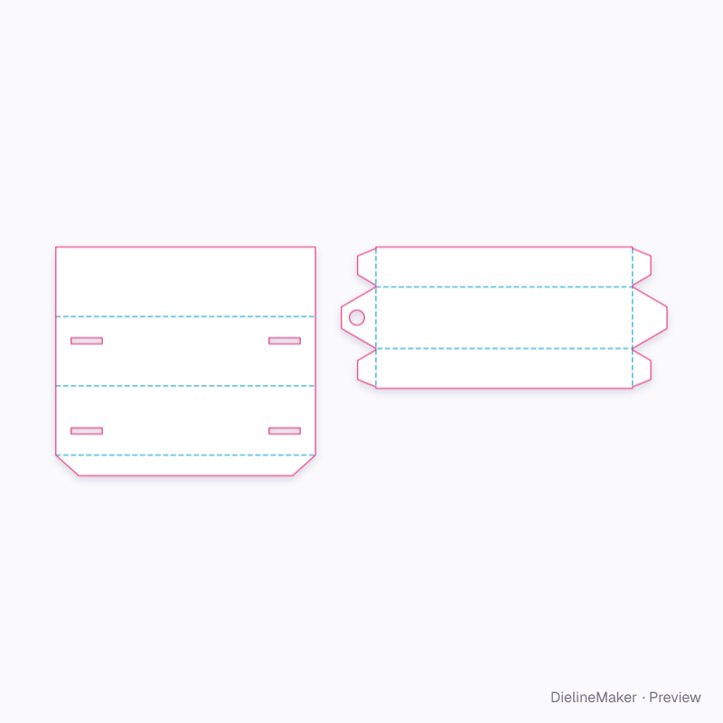 Slim triangular pen drawer flat dieline