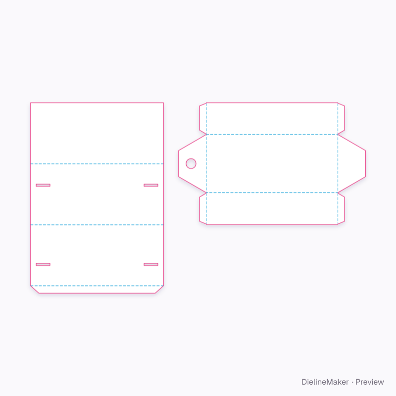 Triangular tea drawer box flat dieline