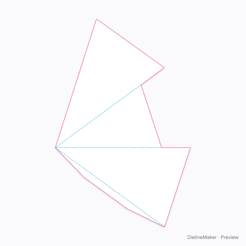 Large triangular fries cone flat dieline