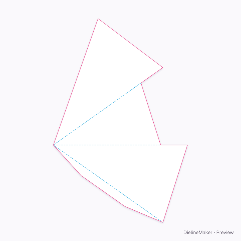 Triangular fries cone flat dieline