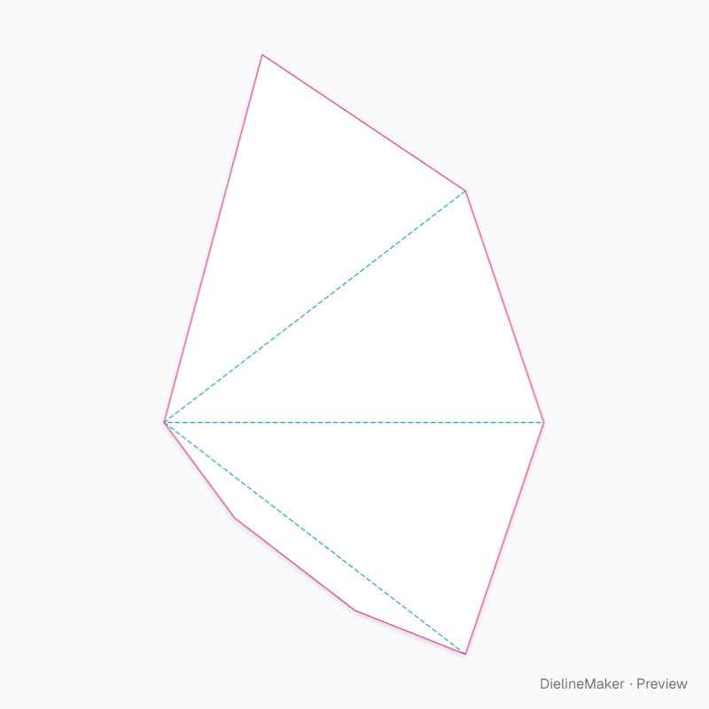 Triangular snack cone (level mouth) flat dieline