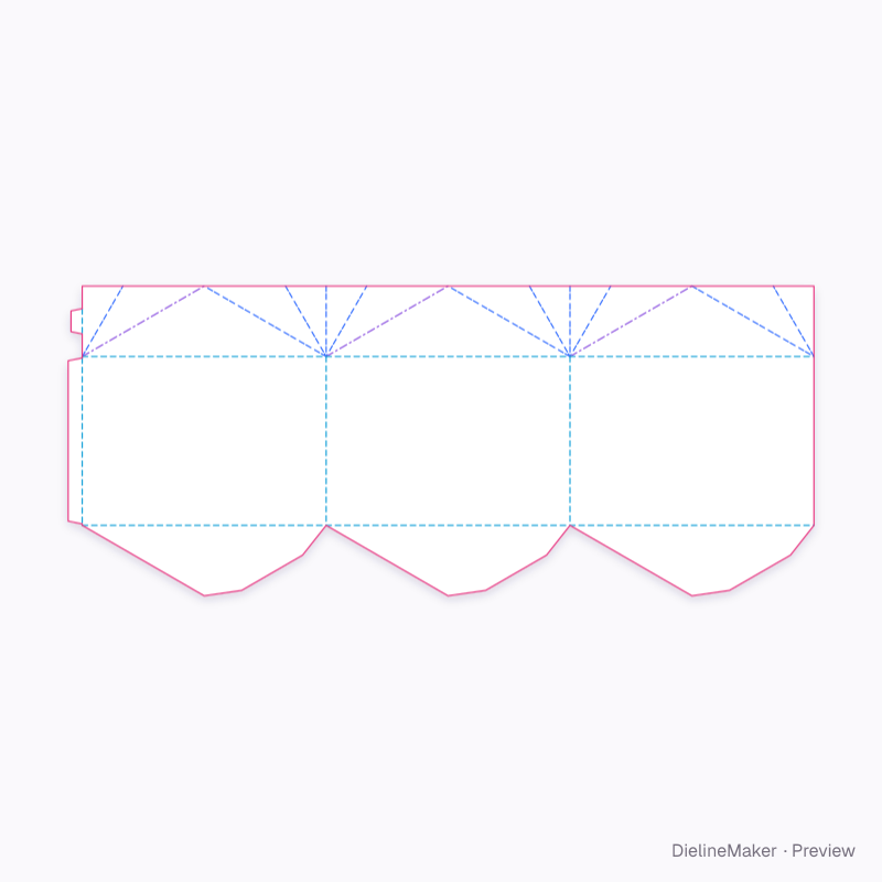 Triangular twist gift carton flat dieline