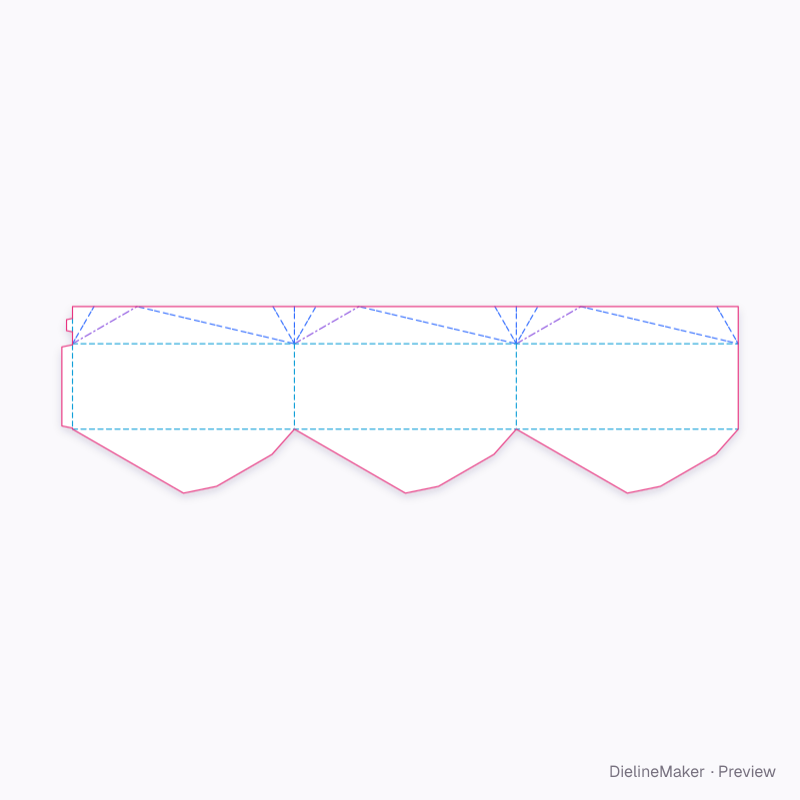 Triangular twist with centre opening flat dieline