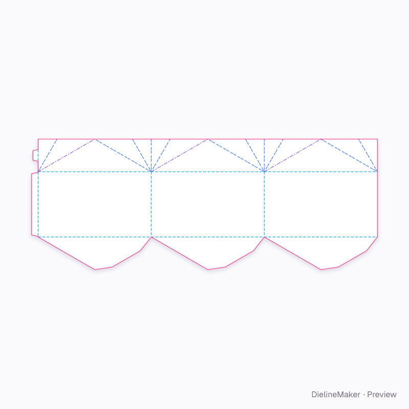 Triangular sink-gusset carton flat dieline