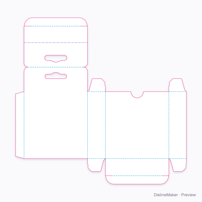 Battery pack hanging carton — Tuck top hanger flat dieline