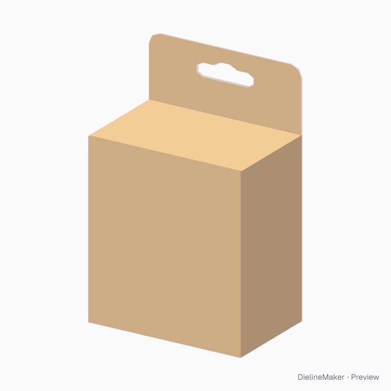 Craft punch hanging carton — Tuck top hanger
