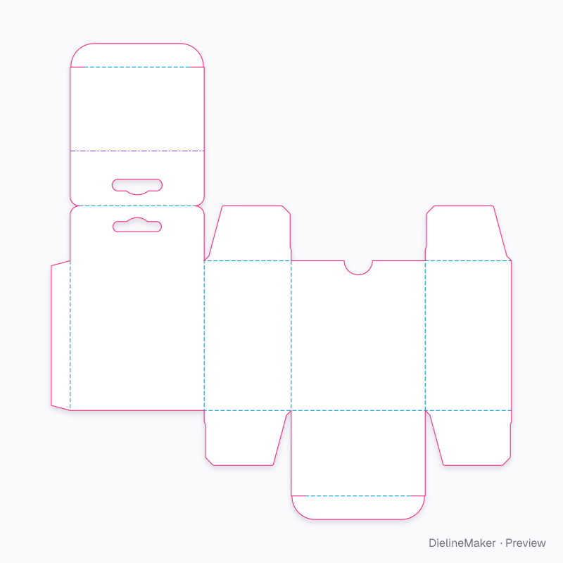 Craft punch hanging carton — Tuck top hanger flat dieline