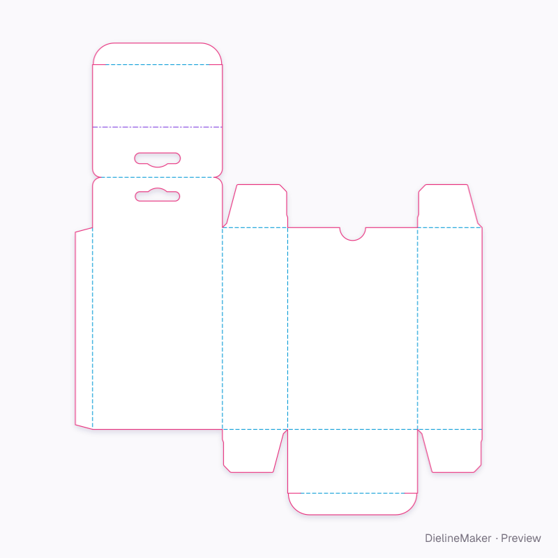 Earphone hanging carton — Tuck top hanger flat dieline