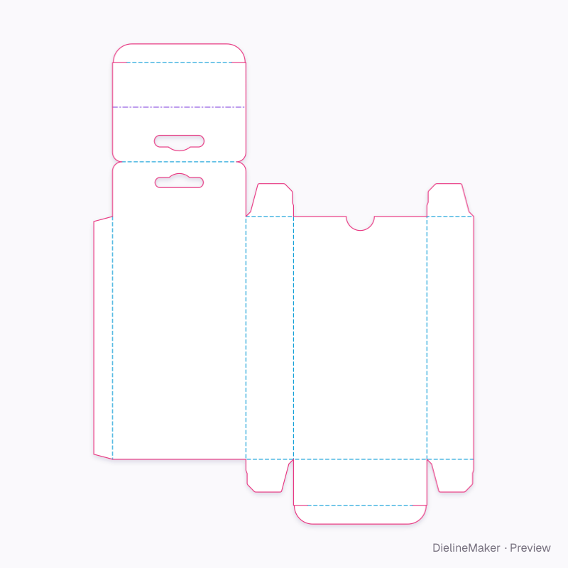 Power bank hanging carton — Tuck top hanger flat dieline