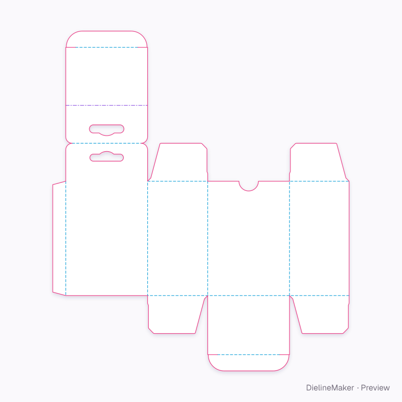 Travel adapter hanging carton — Tuck top hanger flat dieline