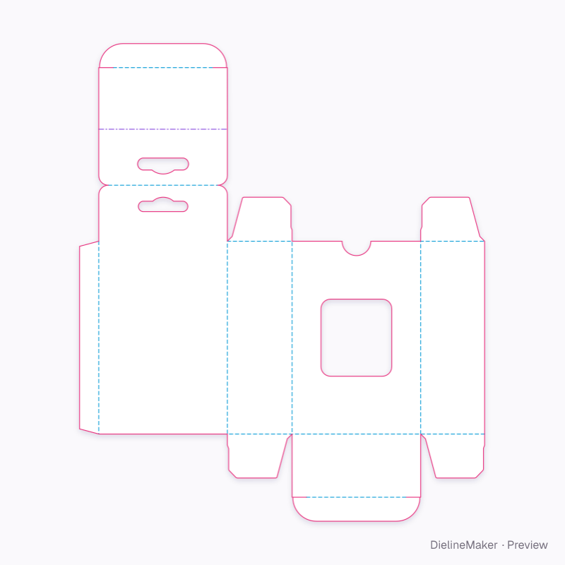 Toy hanger box flat dieline