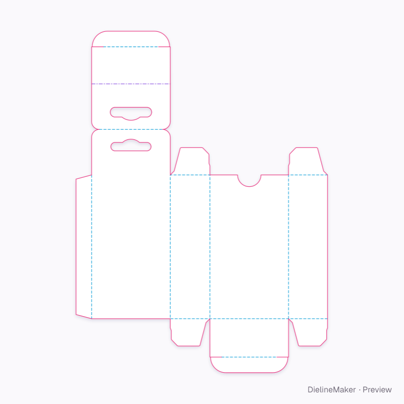 Tuck top hanger flat dieline