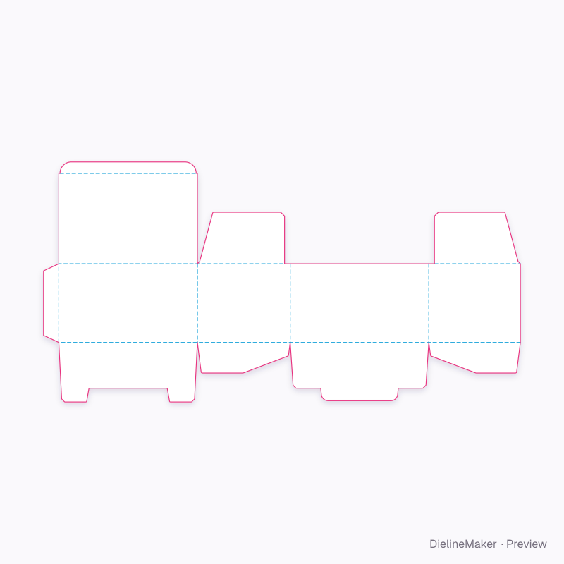Compact parcel carton — Tuck-top lock-bottom box flat dieline