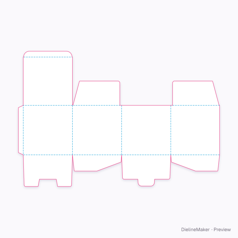 200 mm cube parcel carton — Tuck-top lock-bottom box flat dieline