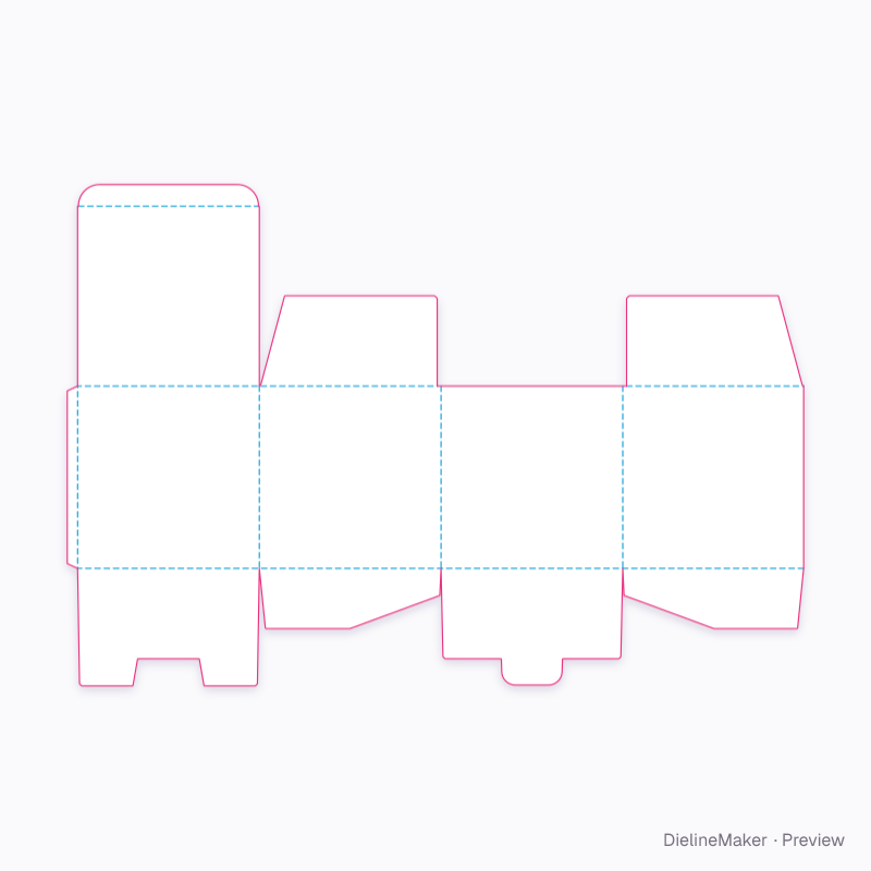 350 mm cube parcel carton — Tuck-top lock-bottom box flat dieline