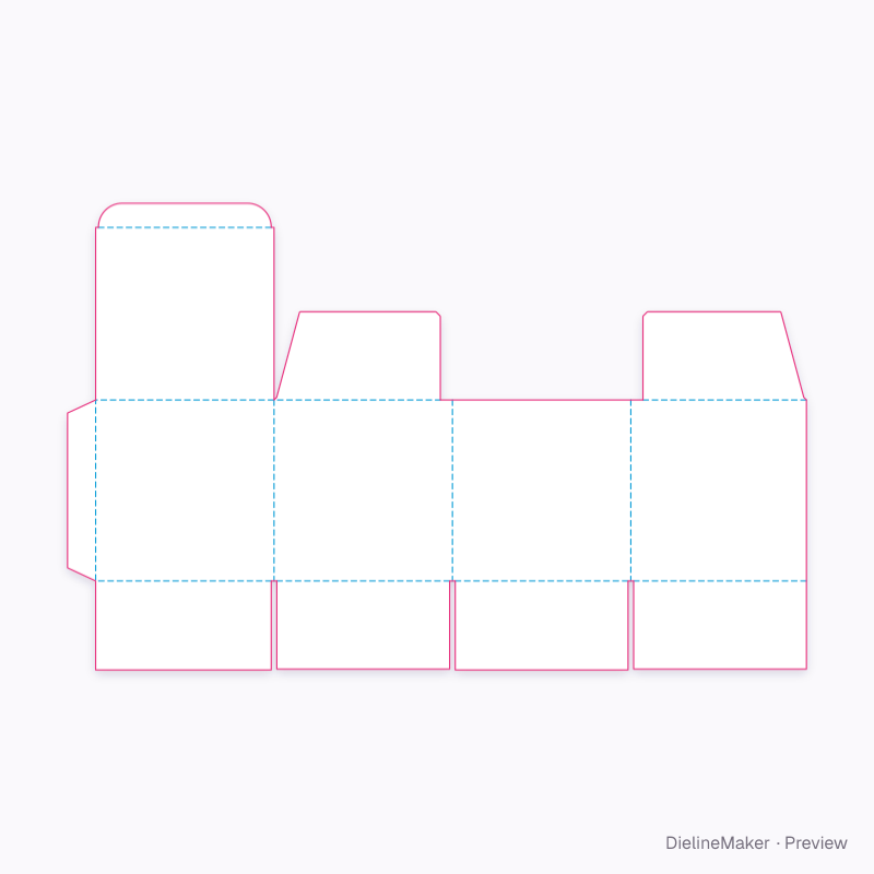 200 mm cube parcel carton — Tuck-top slotted box flat dieline