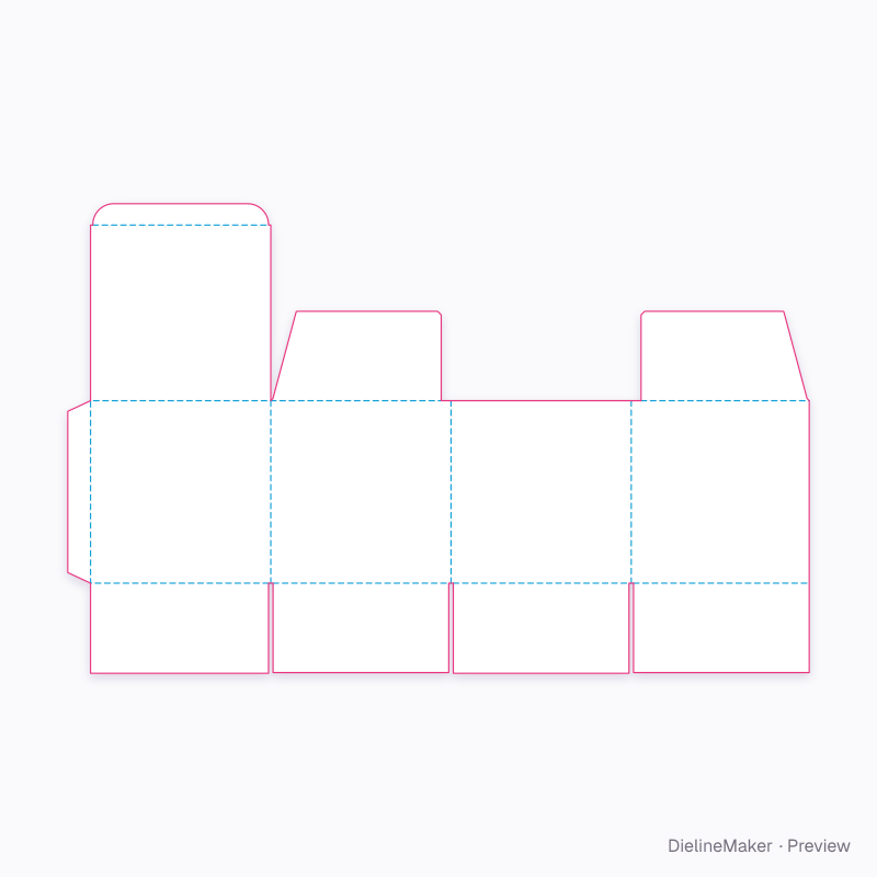 250 mm cube parcel carton — Tuck-top slotted box flat dieline
