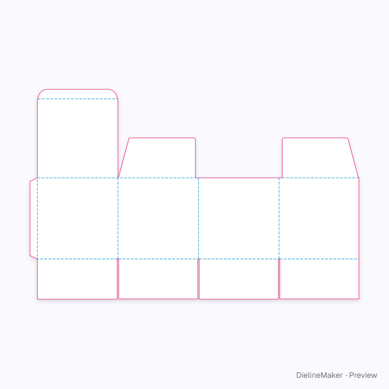 350 mm cube parcel carton — Tuck-top slotted box flat dieline