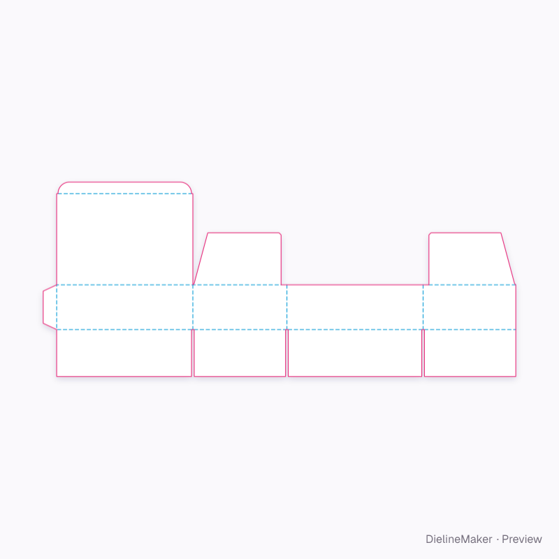 Shallow product carton — Tuck-top slotted box flat dieline