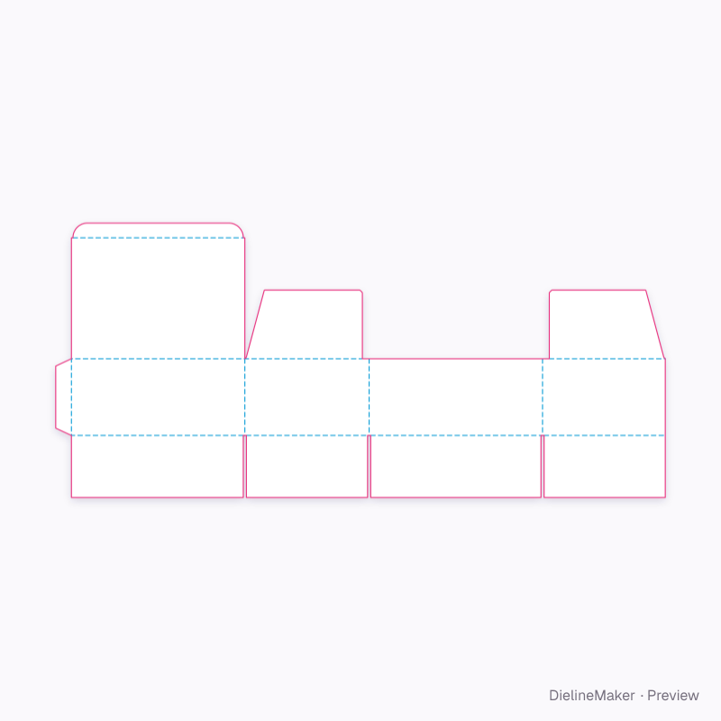 Tuck-top slotted box flat dieline