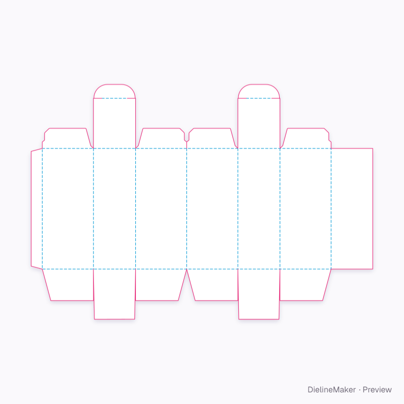 Twin closed-cell carton flat dieline