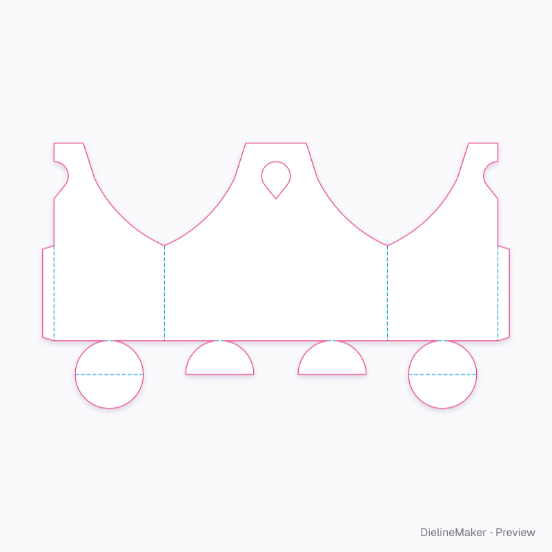 Two-compartment round carrier flat dieline