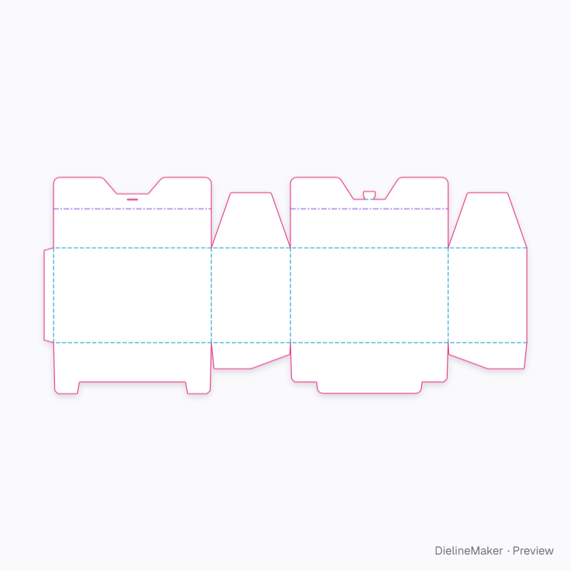 Twin-ear locking gift carton flat dieline