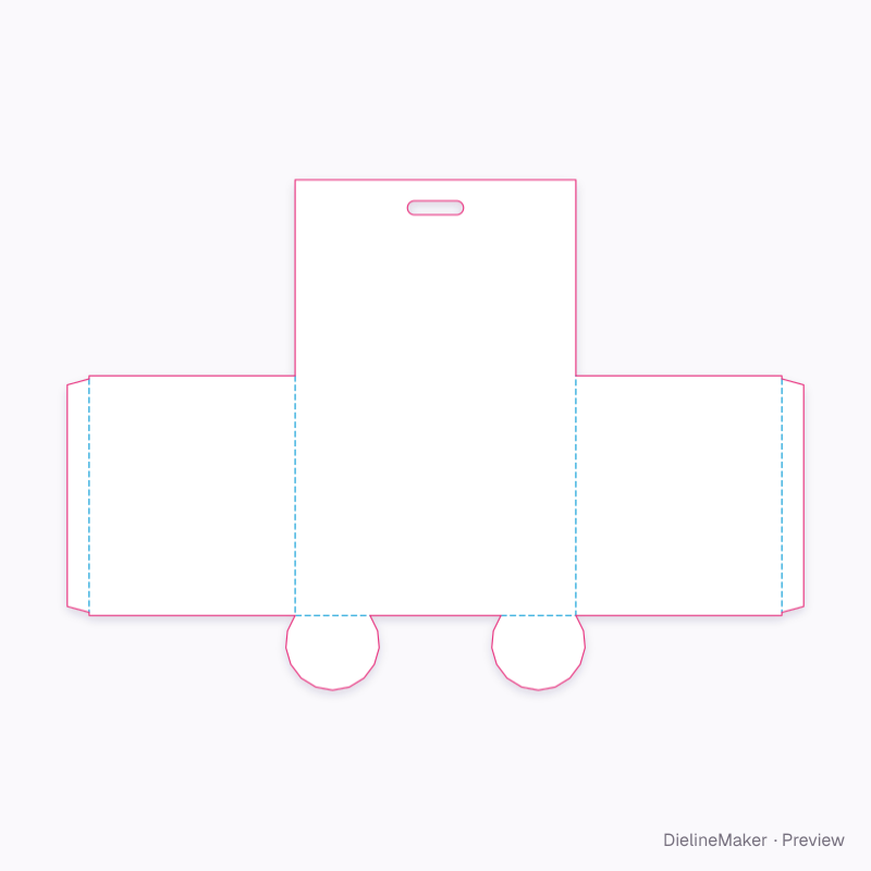 Hanging holder with two round pockets flat dieline