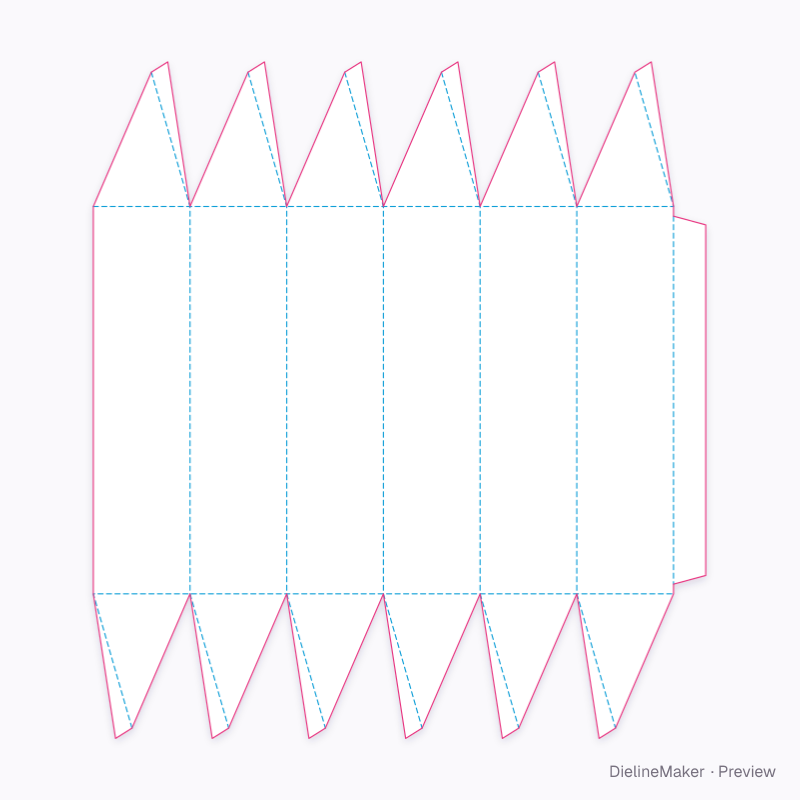 Twist-ended paperboard candy carton flat dieline