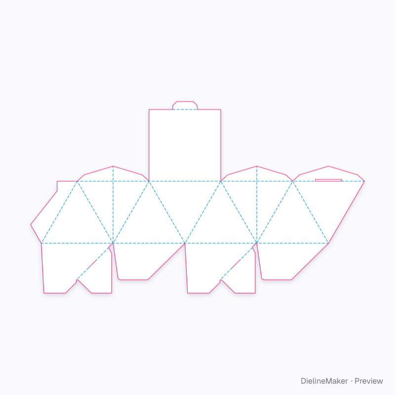 Twisted square gift box flat dieline