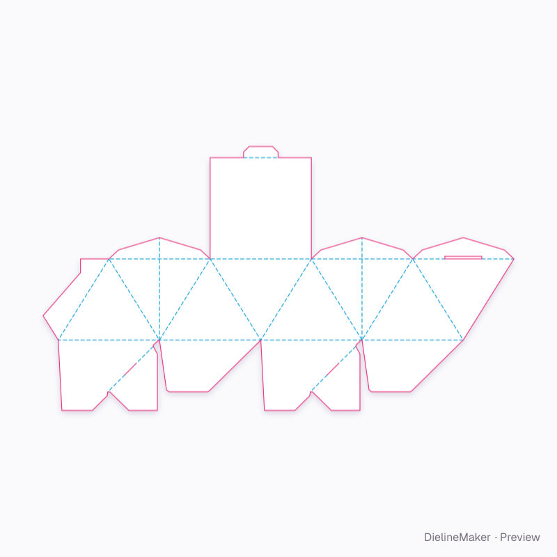 Twisted polygon box flat dieline