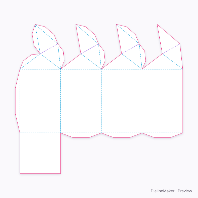 Square bell-tower box flat dieline