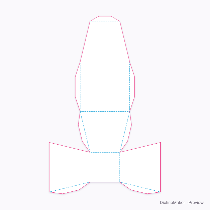 Square frustum carton flat dieline