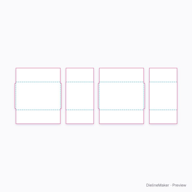 Four-piece oversize case flat dieline