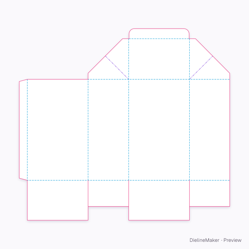 Square-flap seal base, webbed top flat dieline